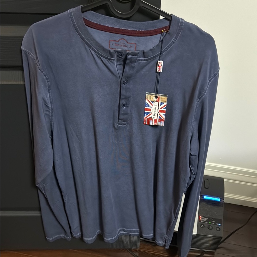 7 Downie St Blue Henley Shirt